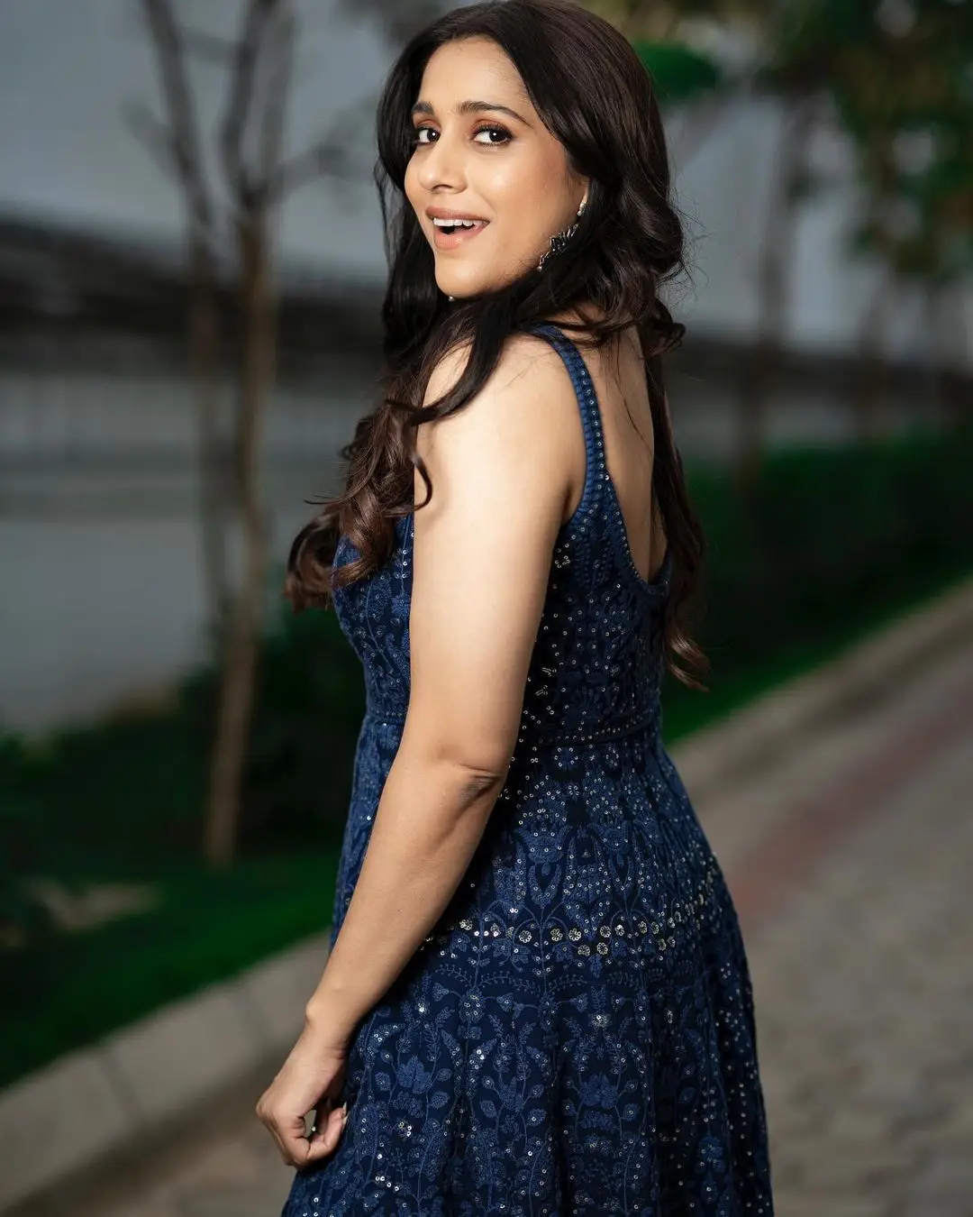 Rashmi Gautam In Sleeveless Blue Gown